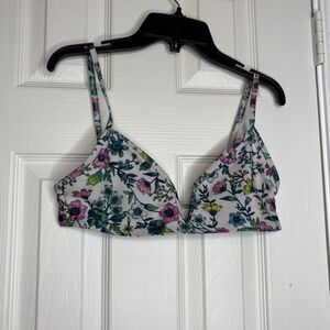 Live Love Dream Swim Top M Floral Print Bikini Bralette Adjustable Straps